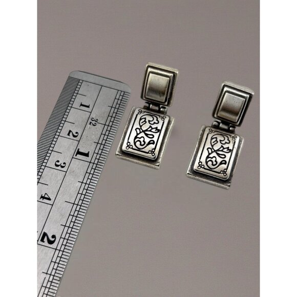 Brighton vintage silver scrolled drop earrings - Picture 3 of 5